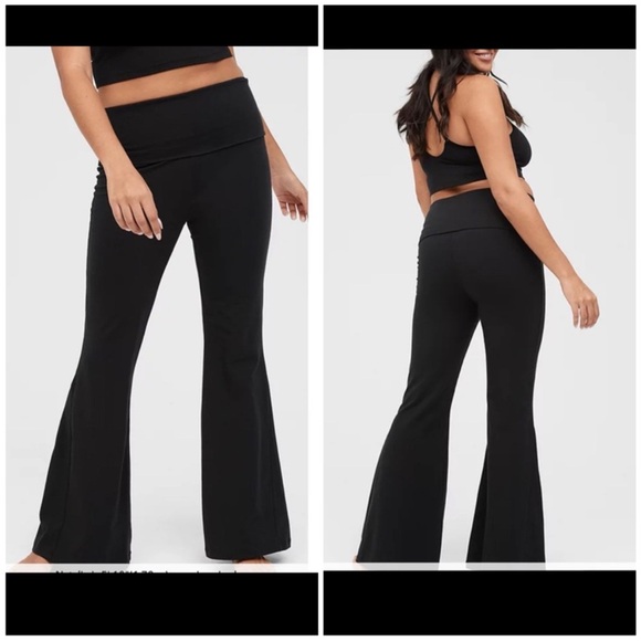 Aerie Offline OG Super Flare Foldover Hi-Rise Leggings Black Size Large L - Picture 12 of 12